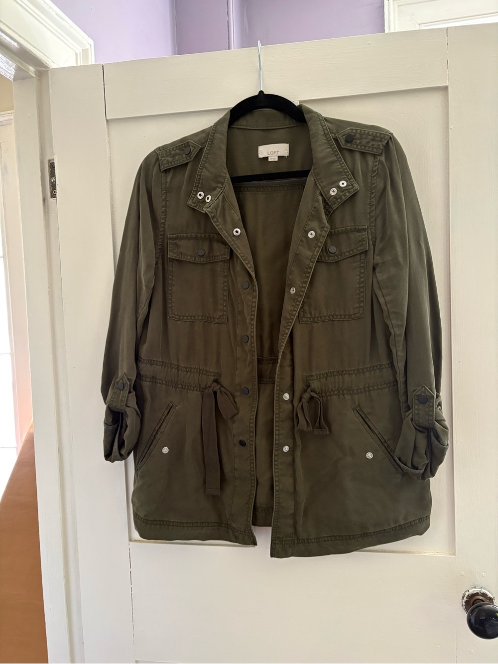LOFT Olive Green Drawstring Utility Jacket